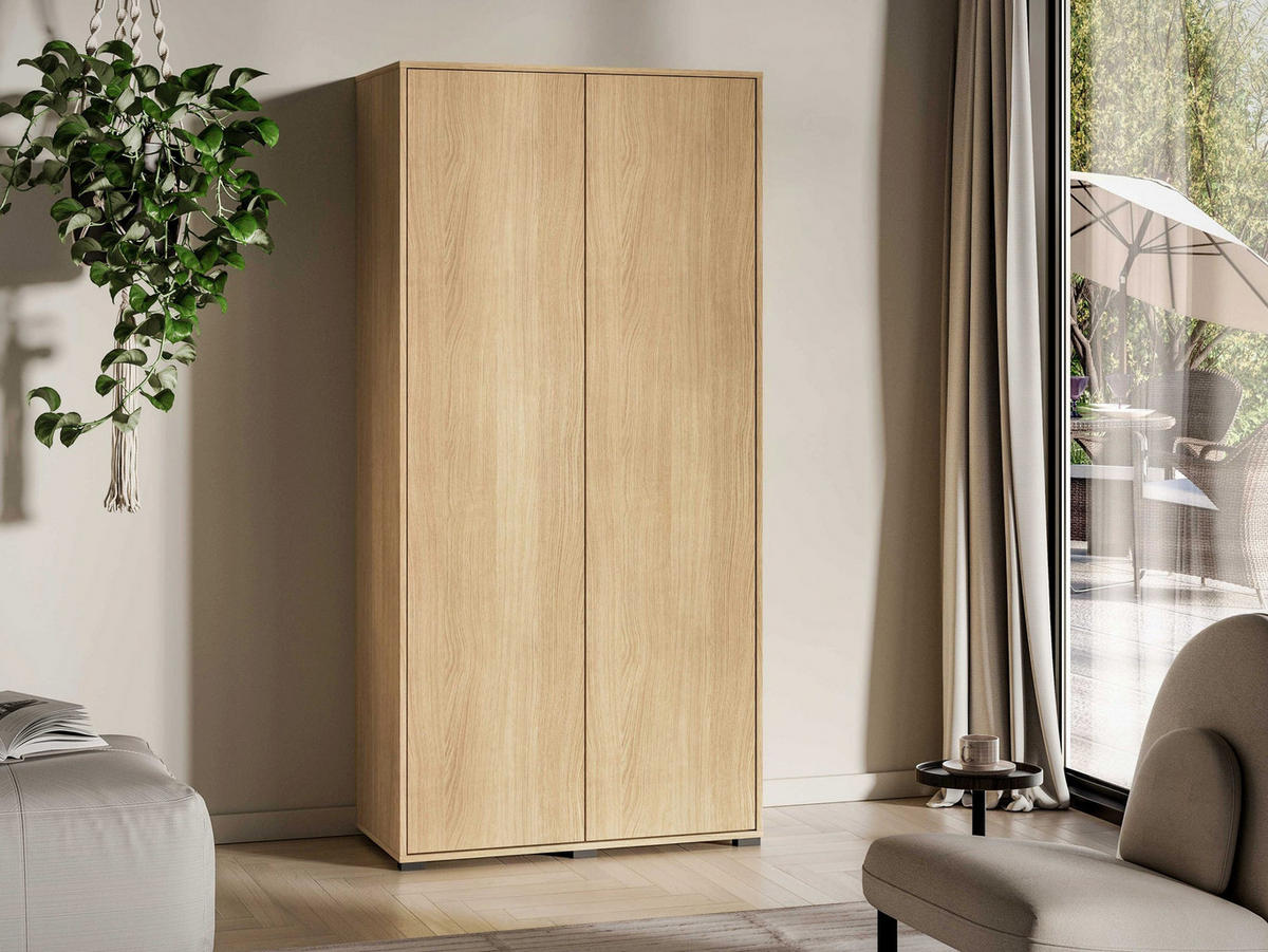 KLEIDERSCHRANK Heggers Mavelie Eicheoptik, 92 cm - Eichefarben, Holzwerkstoff (91.6/189.6/52cm) - Selsey