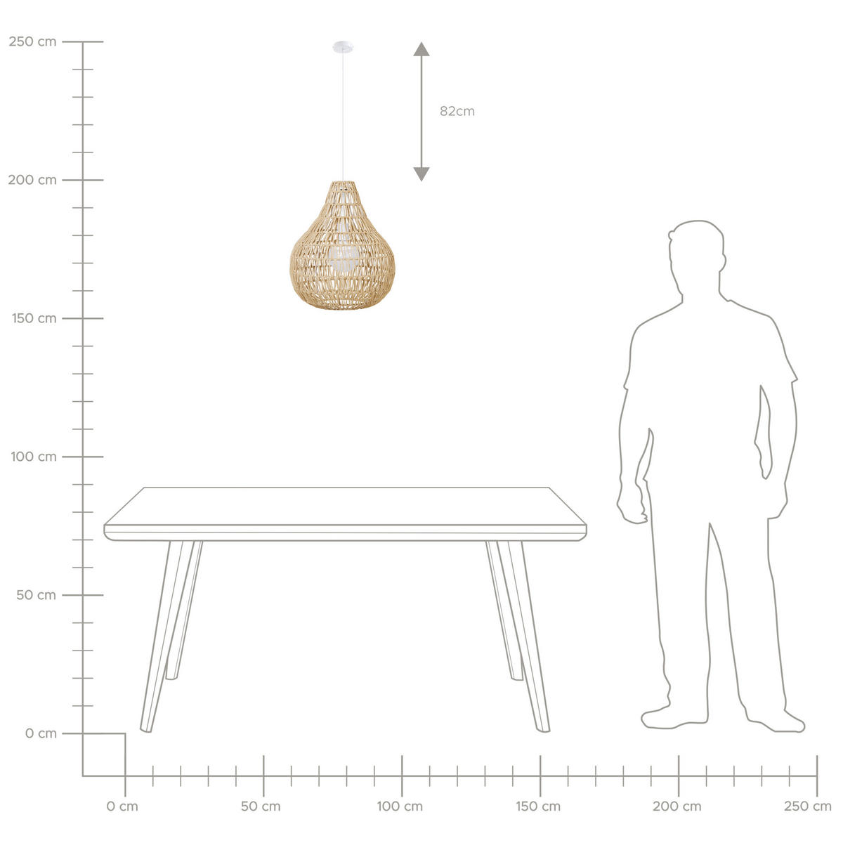 HÄNGELEUCHTE Molopo 40/40/167 cm - Beige, Papier (40/40/167cm) - Beliani