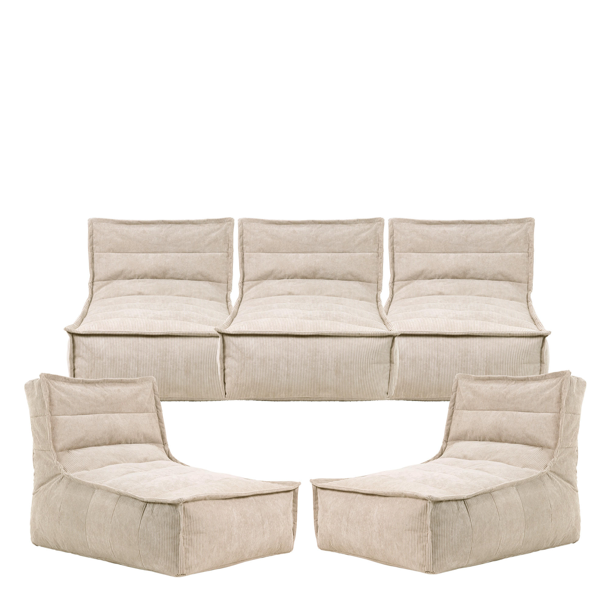 SITZSACK Lounger Dolce , Cord, 5PK - Beige, Kunststoff (380/72/90cm) - icon