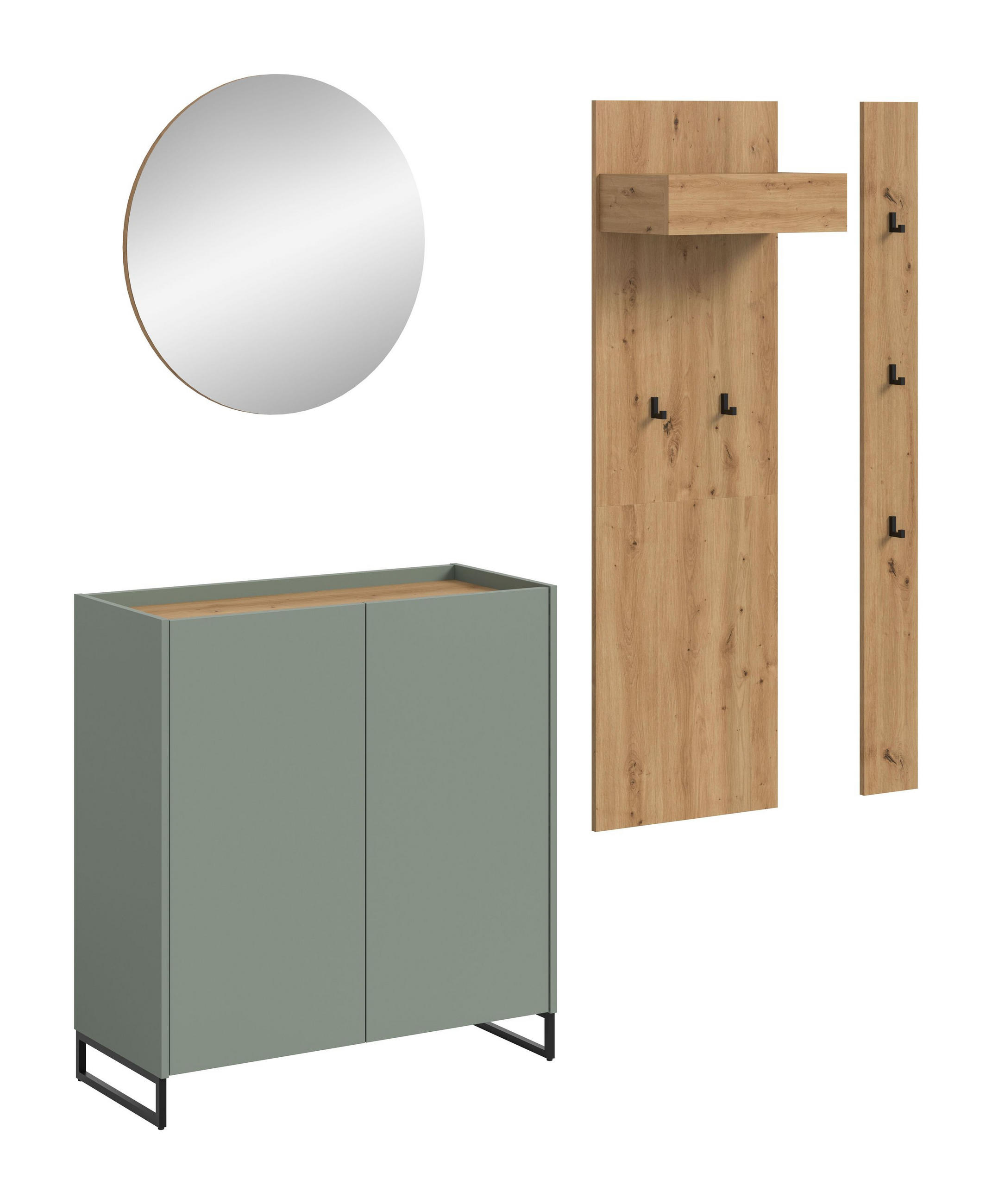 GARDEROBEN-SET DRIVE 4-tlg. (B/H/T: ca. 206/197/38 cm) in Salbei/Salbei - Salbeigrün, Holzwerkstoff (206/197/38cm)