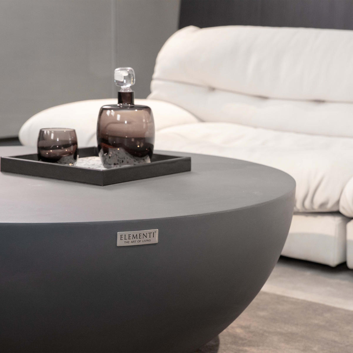 COUCHTISCH CHRONOS Mittel aus Beton 87 x 87 x 35 cm - Schwarz, Naturmaterialien (87/87/35cm) - Elementi