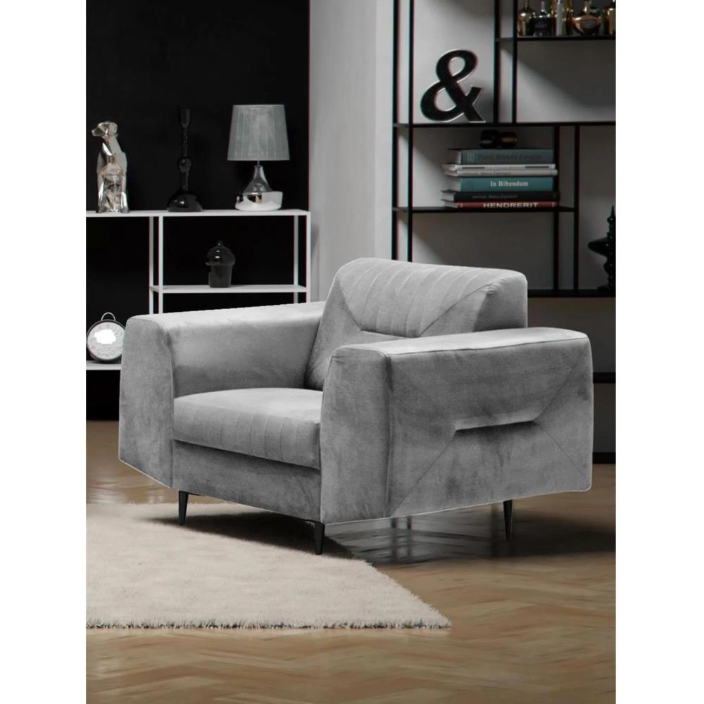 RELAXSESSEL Venezia hellgrau mit schwarzen Beinen - Hellgrau/Schwarz, Textil (112/85/94cm) - Beautysofa