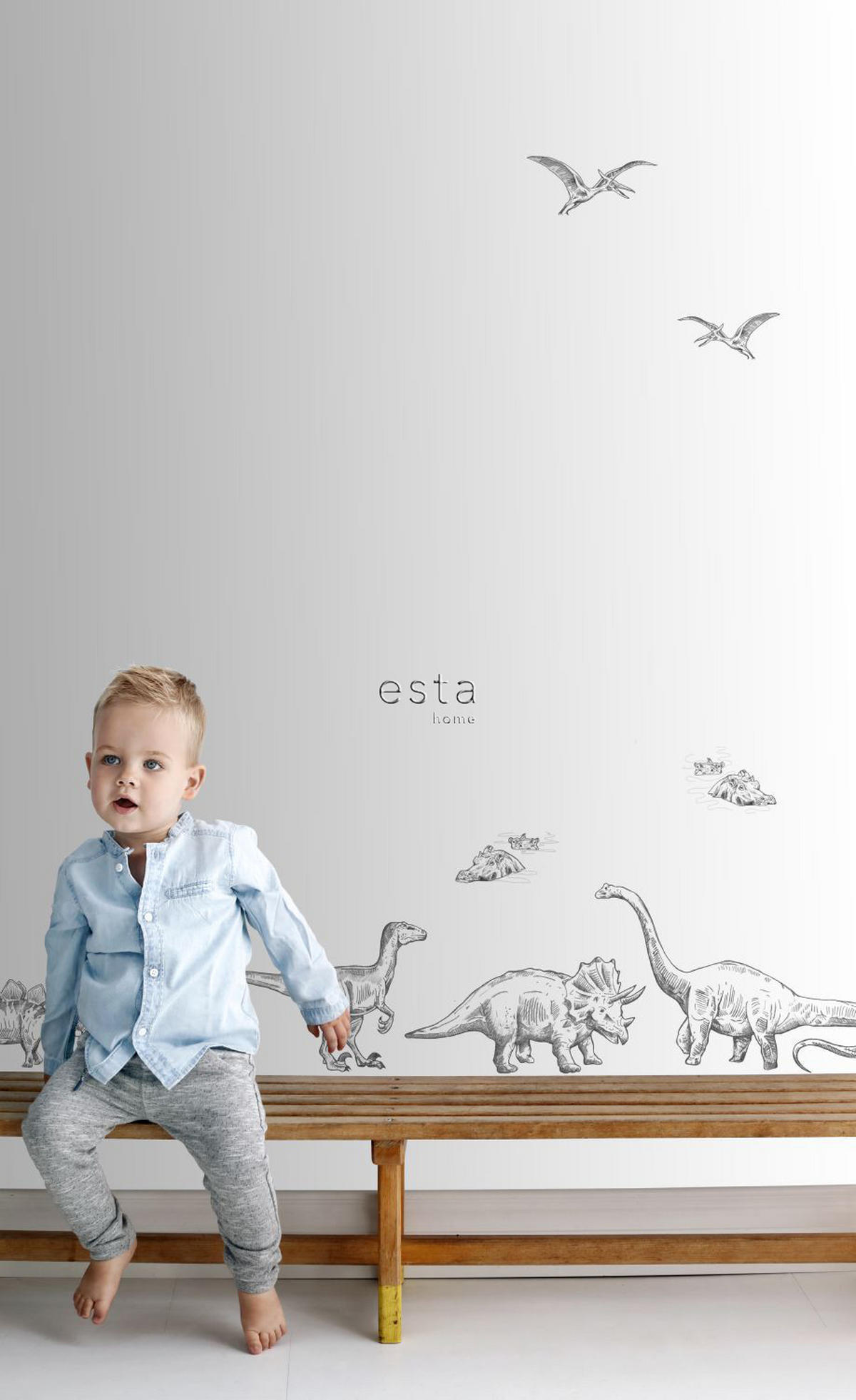 WANDTATTOO Dinosaurier 47.5 x 66 cm - Schwarz, Papier (47.5/66/66cm) - ESTAhome