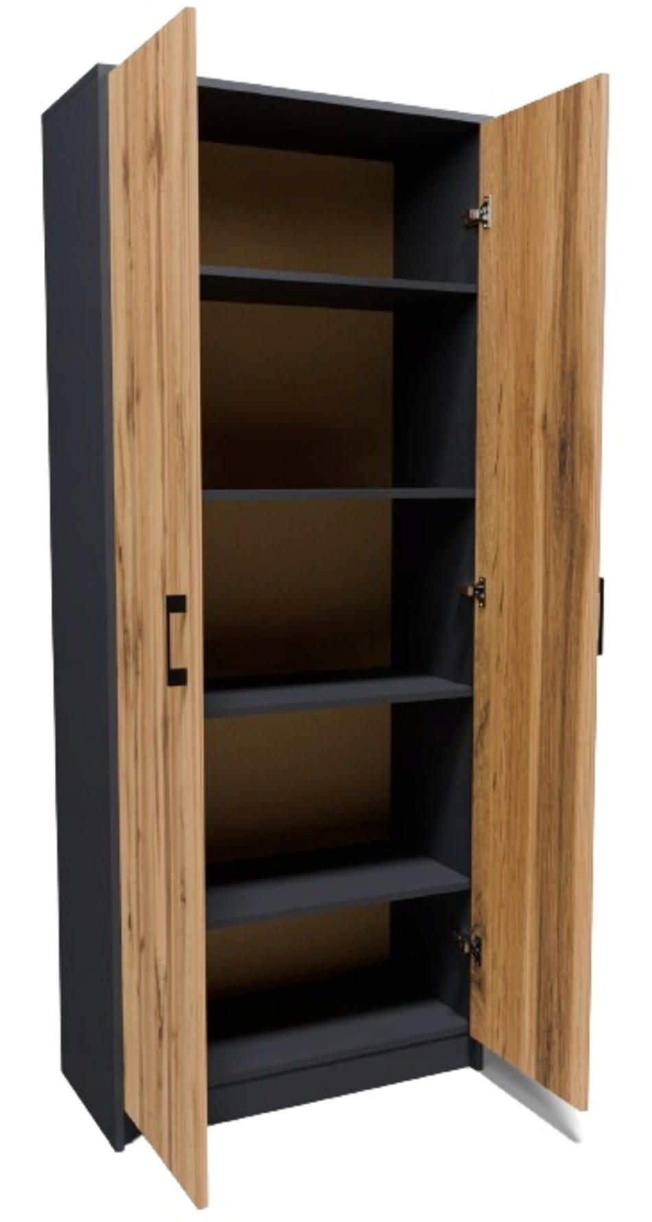BÜCHERREGAL R5 Anthrazit-Wotan Eiche 74/35/180 cm 2 Türen - Anthrazit/Eiche Wotan, Holzwerkstoff (74/180/35cm) - Matkam Möbel