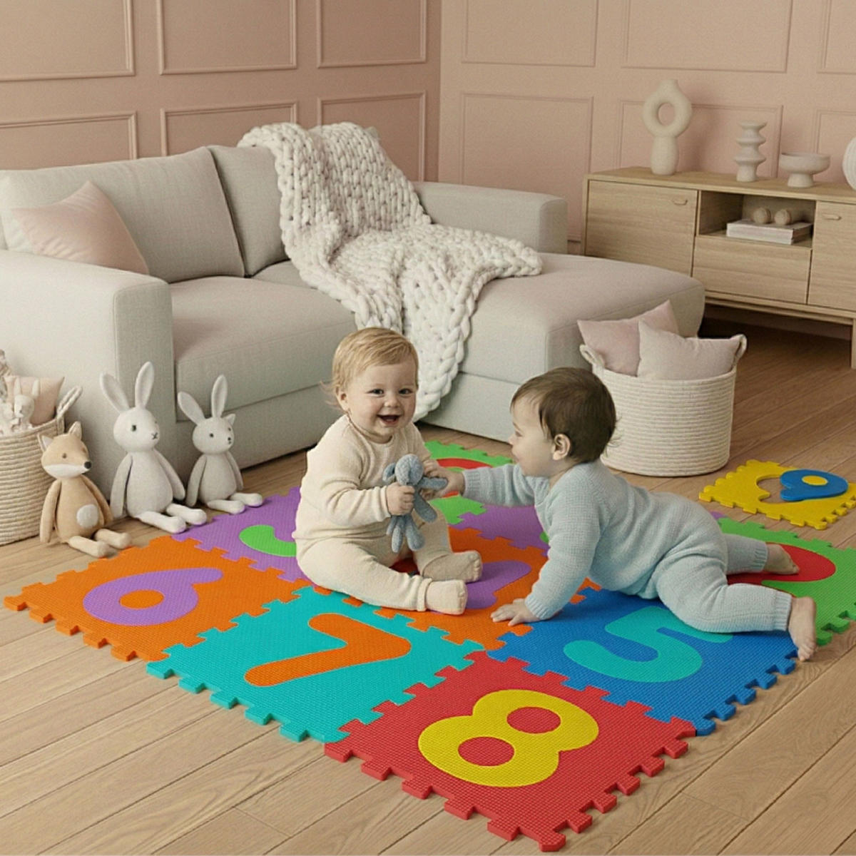 SPIELMATTE ab Null - 90 cm Baby Puzzlematte Zahlen - Multicolor, Kunststoff (30/30cm) - Littletom