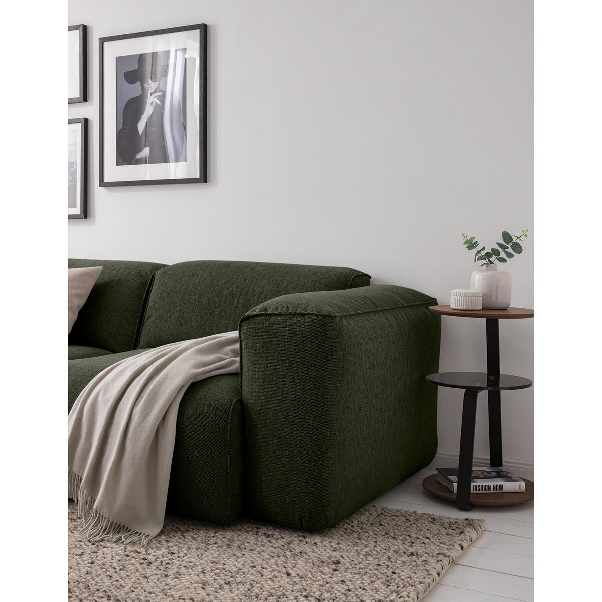 2-SITZER SOFA - Schwarz/Grau, Kunststoff/Textil (220/71/102cm) - home24