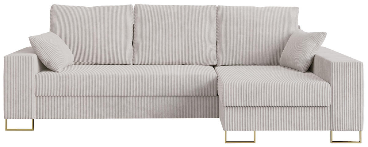 ECKSOFA Dorian Cord Weiß - Goldfarben/Weiß, Textil/Metall (242/138cm) - MKS