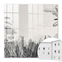 SCHLÜSSELBOX Weiß 30x30 cm – Türöffnung nach rechts - Tropische Landschaft - Grau, Metall (30/30/5cm) - TULUP