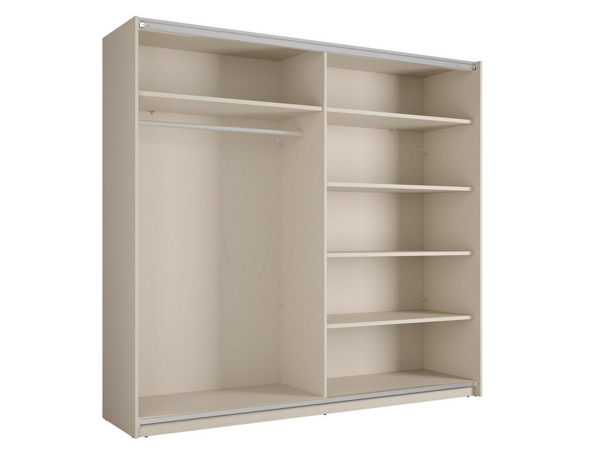 SCHIEBETÜRENSCHRANK LIVORA 12 - 221×207×60 cm mit Beleuchtung 2 Türen, mit Spiegel Kaschmir - Kaschmir/Klar, Holz/Holzwerkstoff (221/207/60cm) - Milaros Markt