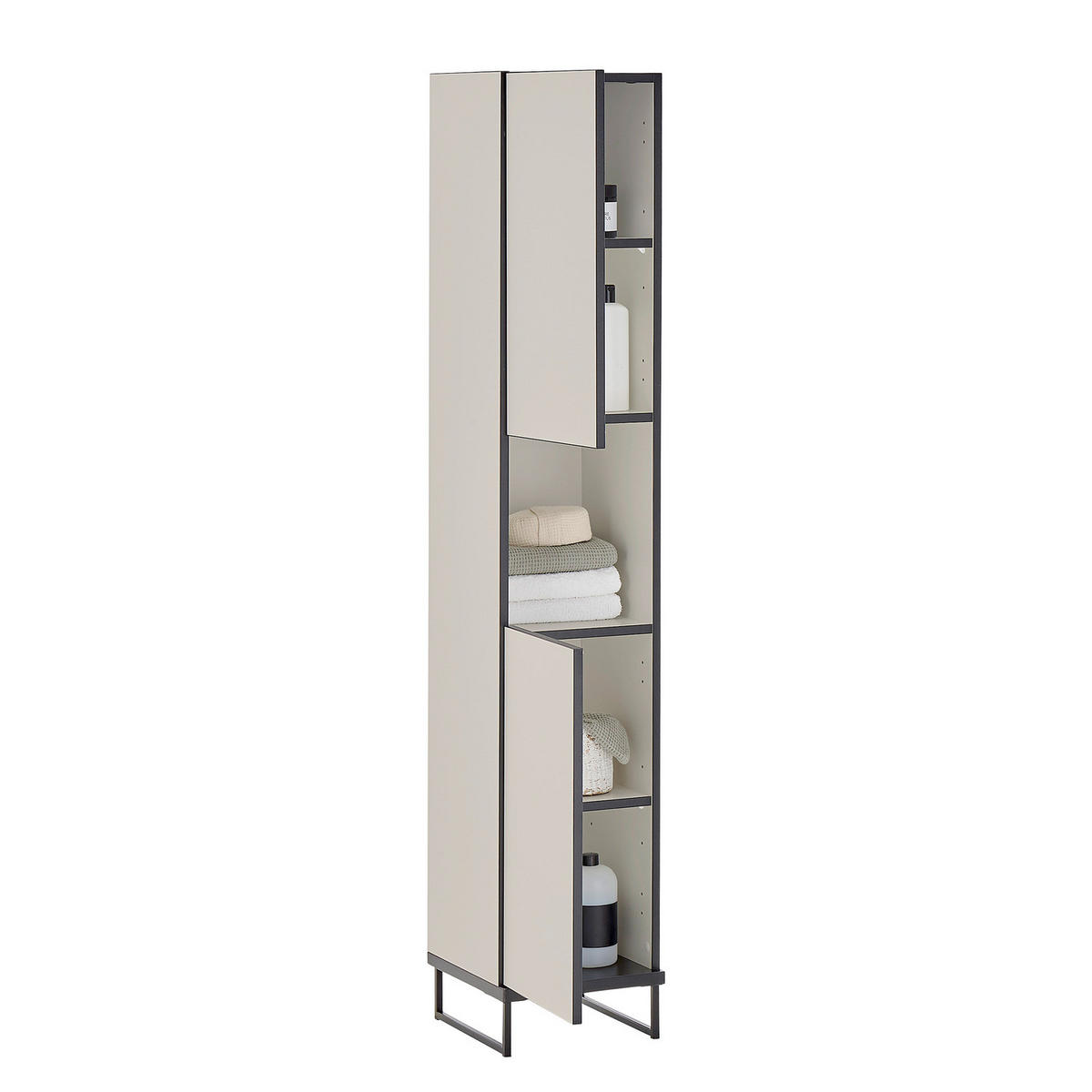 HOCHSCHRANK - Spanplatte - Kaschmir/Schwarz, Holzwerkstoff/Metall (30/162/31cm) - home24