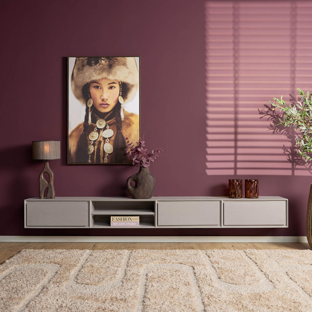 LOWBOARD Mangoholz Taupe 240x35x30 cm - Taupe, Holz (240/30/35cm)