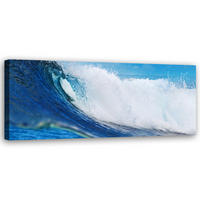 WANDBILD blaue welle - Blau, Textil (90/30cm) - Feeby