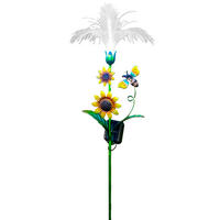 LED-SOLAR-GARTENSTECKER - Sonnenblume mit Fiber-Beleuchtung und Dämmerungssensor für stilvolle Garten-Dekoration, 1er-Set - Weiß, Kunststoff (5/28/93cm) - Northpoint