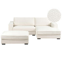 COLȚAR bouclé alb crem cu otomană pe partea stângă Renders - bej/crem, material textil (257/136cm) - Beliani