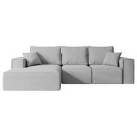 ECKSOFA mit Schlaffunktion und Bettkasten SERRA-L-S - 266x161x87 cm Hellgrau Bouclé - Hellgrau/Schwarz, Holzwerkstoff/Kunststoff (266/161cm) - ALTDECOR