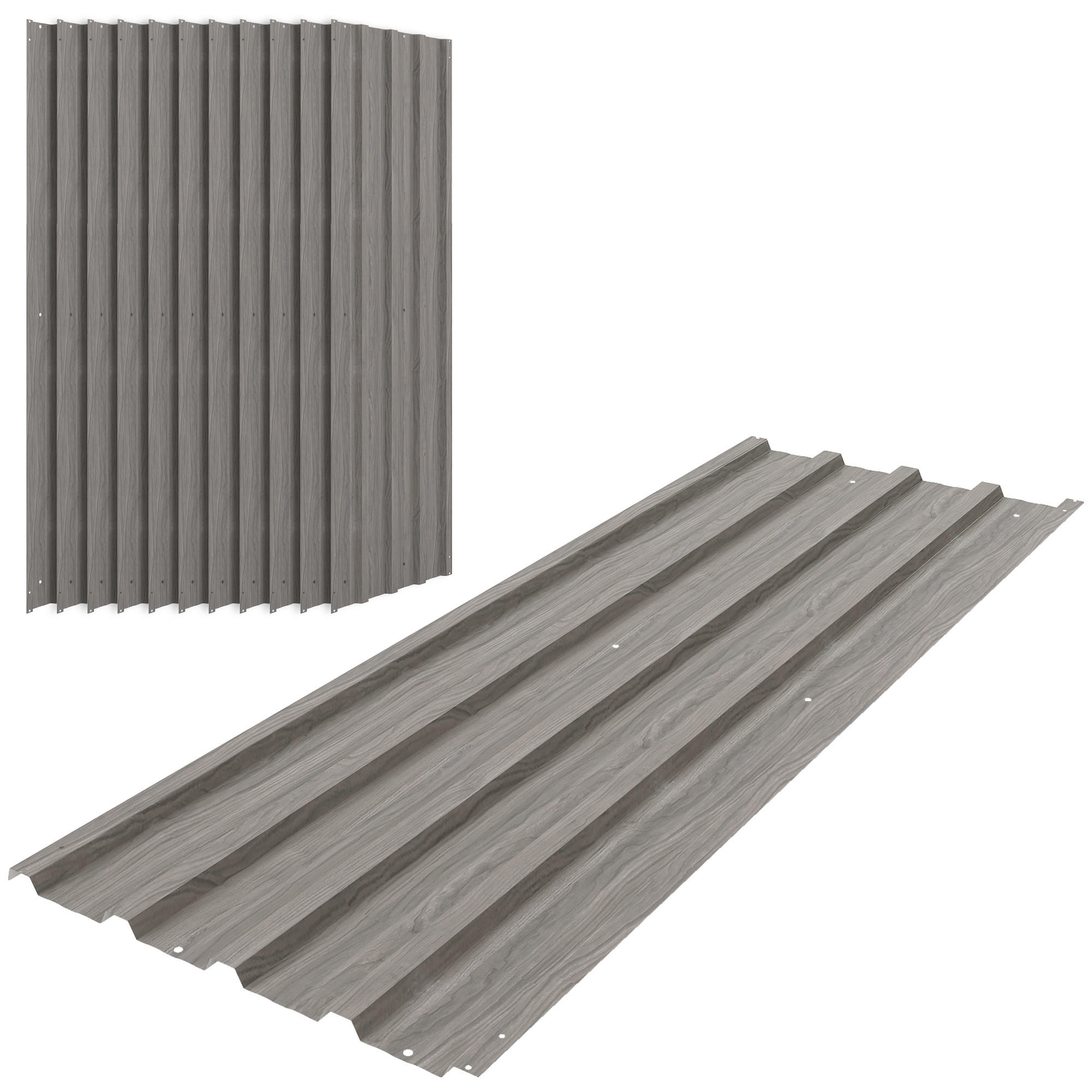 GERÄTEHAUS Grau wasserdicht verzinkter Stahl 129/45/0.03 cm 12er-Set - Hellgrau, Metall (129/45cm) - PANGIVO