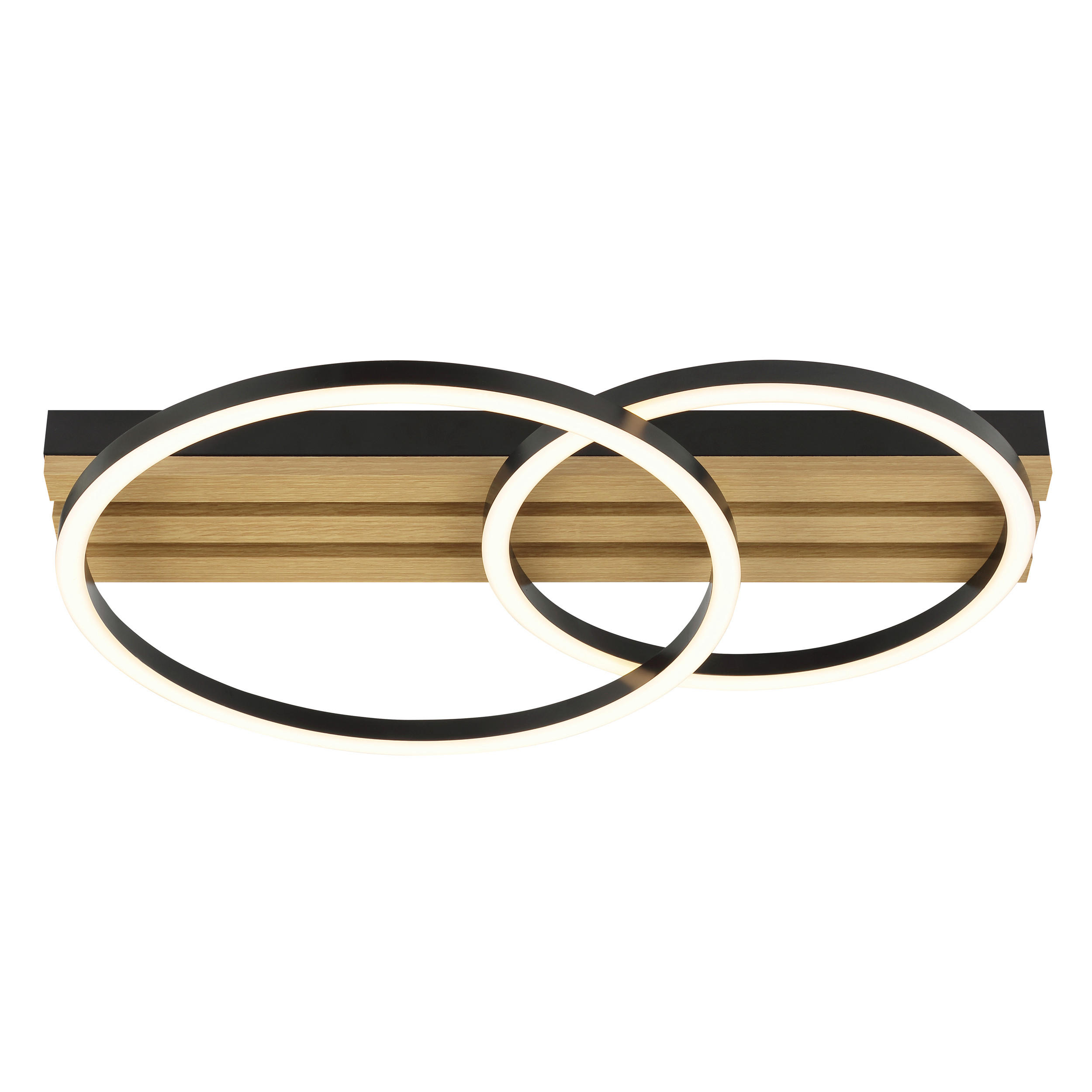 LED DECKENLEUCHTE Calma Schwarz/Holz 37/54/8 cm - Multicolor, Holz (37/54/8cm) - Brilliant