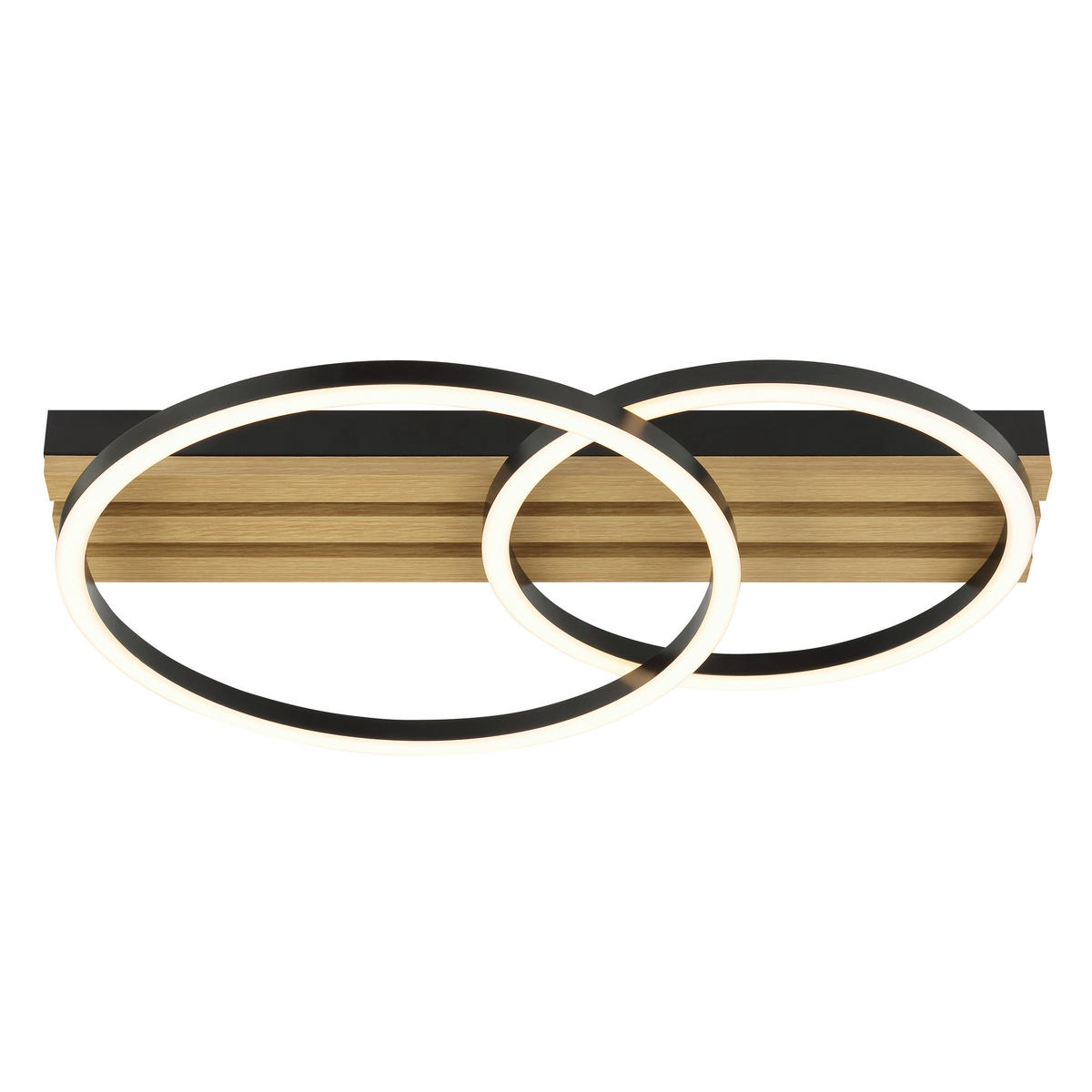 LED DECKENLEUCHTE Calma Schwarz/Holz 37/54/8 cm - Multicolor, Holz (37/54/8cm) - Brilliant