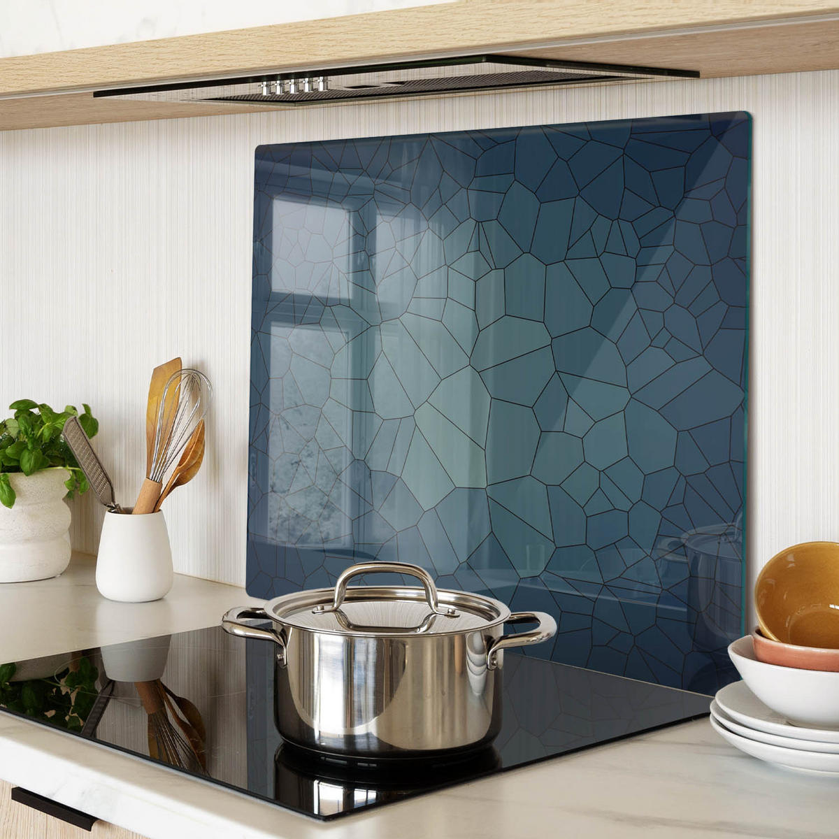 GLASPLATTE 60x52 cm Abstrakt - Blau, Glas (60/0.4/52cm) - TULUP