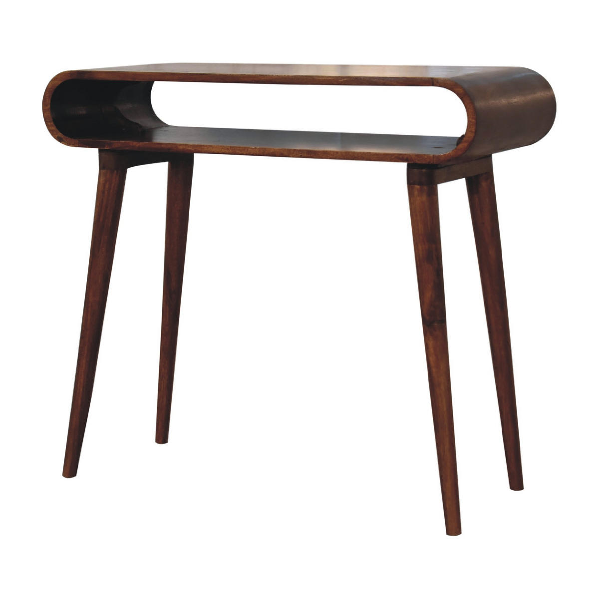 KONSOLENTISCH aus 100% massivem Mangoholz - Kastanienfarben/Messingfarben, Holz/Metall (35/90/80cm) - Artisan Furniture