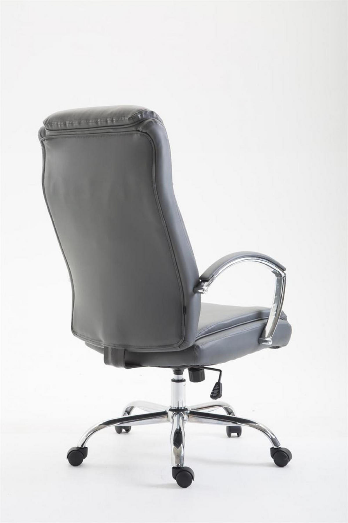 CHEFSESSEL Lederlook grau - Chromfarben/Grau, Textil/Metall (65/115/73cm) - CLP