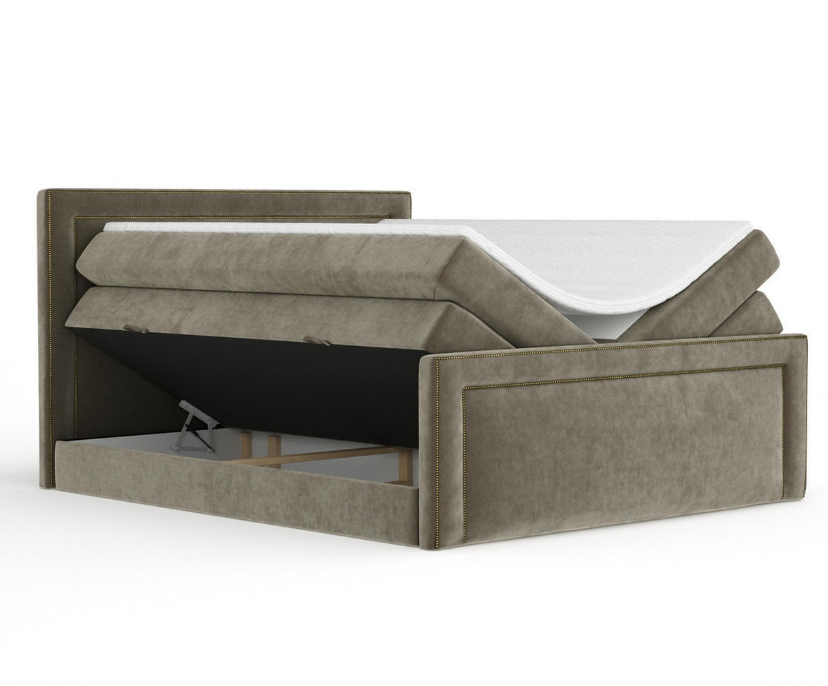 BOXSPRINGBETT Luxora Taupe 180/200 cm - Taupe/Schwarz, Holz/Holzwerkstoff (180/200cm) - Maison de Reve