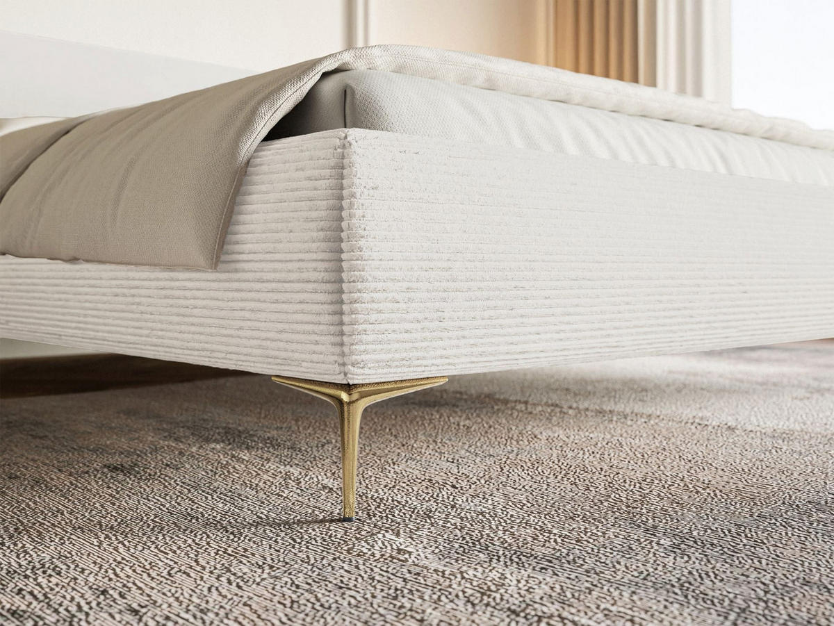 POLSTERBETT Roule Cord Creme 140x200 cm - Goldfarben/Creme, Textil/Metall (140/200cm) - Selsey