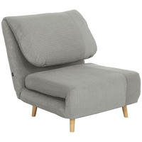2-IN-1 Schlafsofa Schlafsessel Klappmatratze Gästebett Klappbett Grau - Naturfarben/Grau, Holz/Textil (89/83/82cm) - HOMCOM