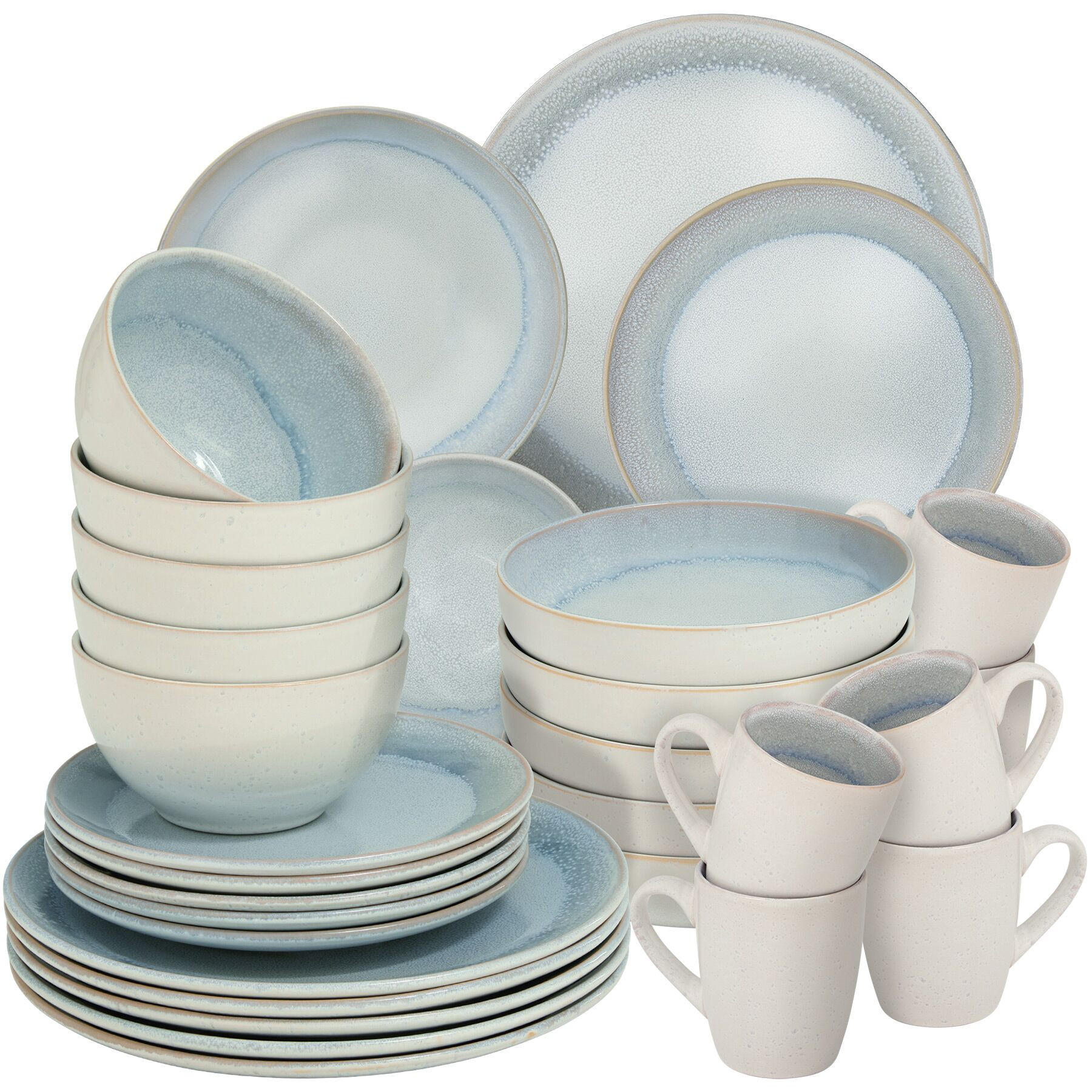 KOMBISERVICE Mare, ineinander stapelbar, grau - Grau, Keramik (26.5/2.5/26.5cm) - tectake