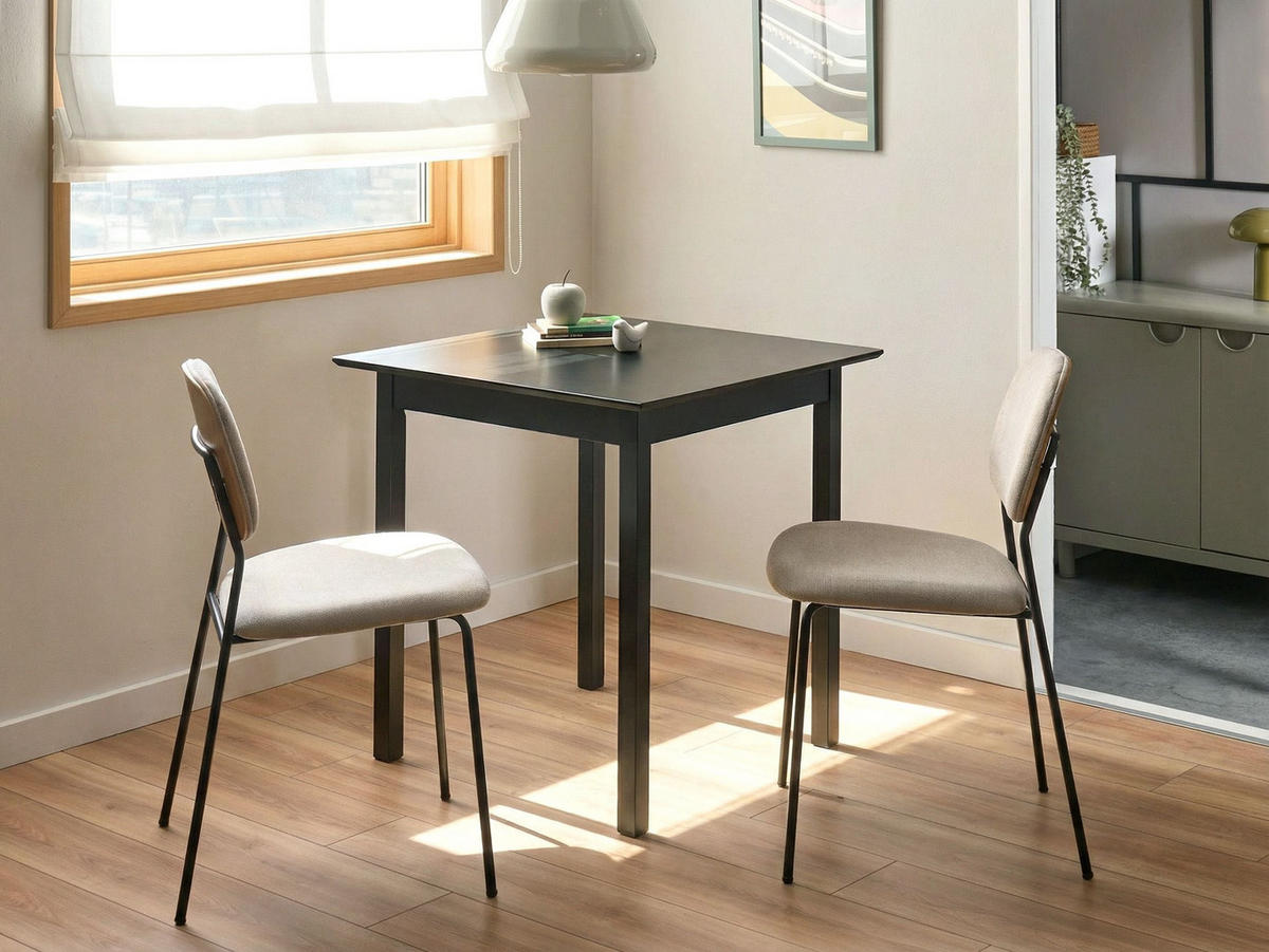 JÍDELNÍ STŮL Černý 75/75 cm Borovicové dřevo Veritas - černá, dřevo (75/75/76cm) - Beliani