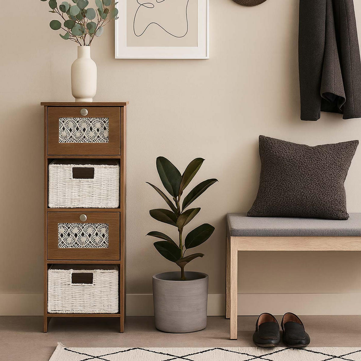 KOMODA Hnědá - hnědá, dřevo (30/82/30cm) - MCW