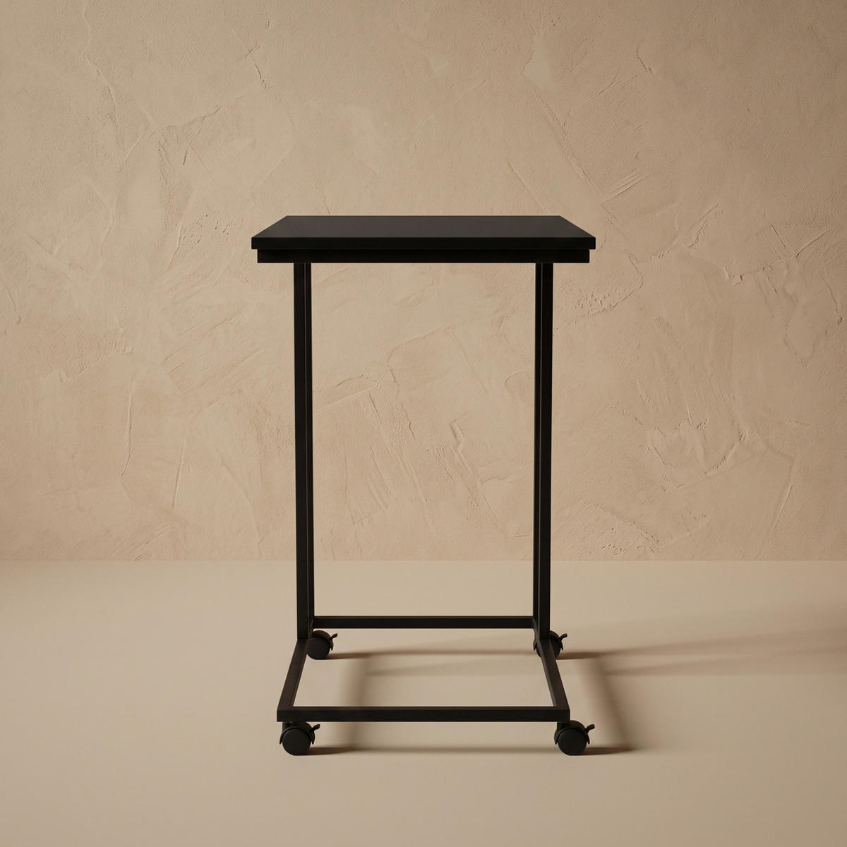 BEISTELLTISCH mit Rollen für optionalen Anbau Schwarz 35/50/61 cm - Schwarz, Metall (35/50/61cm) - SCENA LIVING