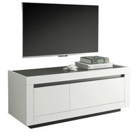 TV-LOWBOARD weiß, anthrazit, TV Unterteil 140 x 56 cm - Weiß Hochglanz/Anthrazit, Holzwerkstoff (140/56/50cm) - Furn.Design
