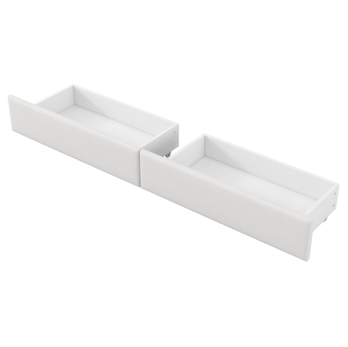 POLSTERBETT 90/200 cm Weiß mit LED-Beleuchtung, USB-Anschluss, Schreibtisch und 2 Schubladen - Weiß, Holzwerkstoff (90/200cm) - Flora Grace