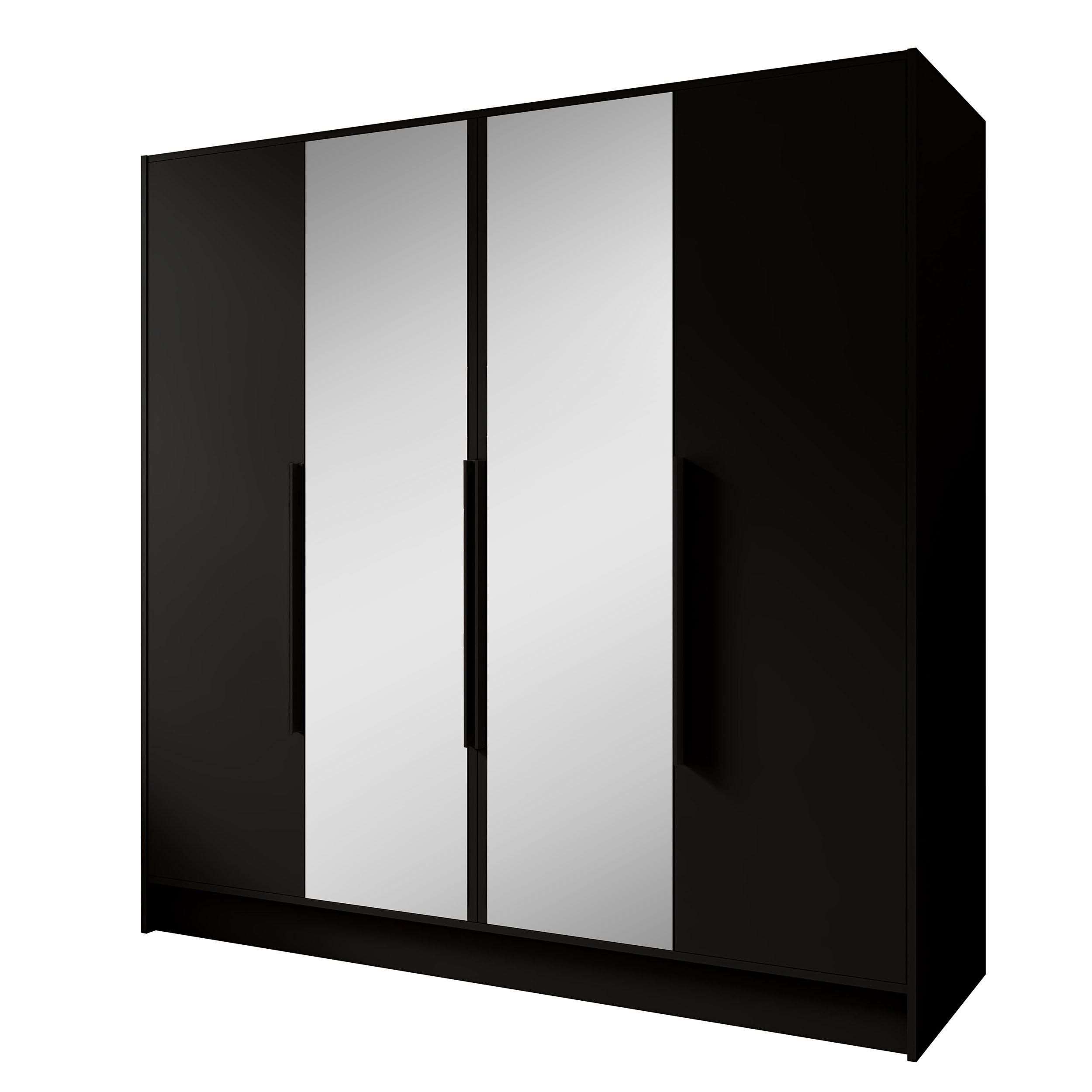 Beautysofa Drehtürenschrank Schwarz 200x200x51 cm