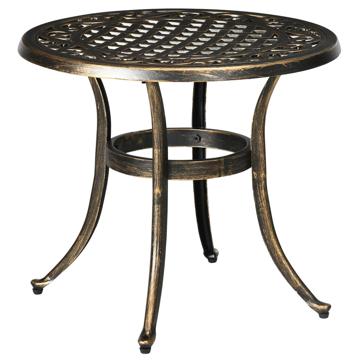 BEISTELLTISCH DE-07318 rund mit Gussaluminiumrahmen Schwarz - Bronzefarben, Metall (60/60/52.5cm) - ComfortXL