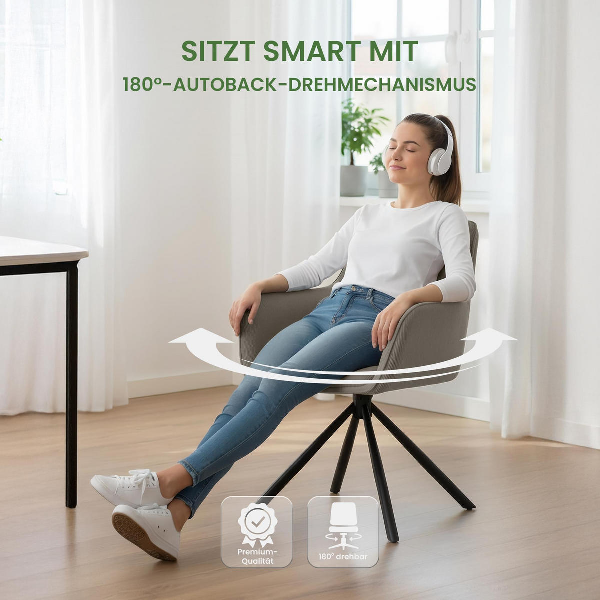 ARMLEHNENSTUHL Cord Taupe - Taupe/Schwarz, Textil/Metall (58/84/59cm) - CLP