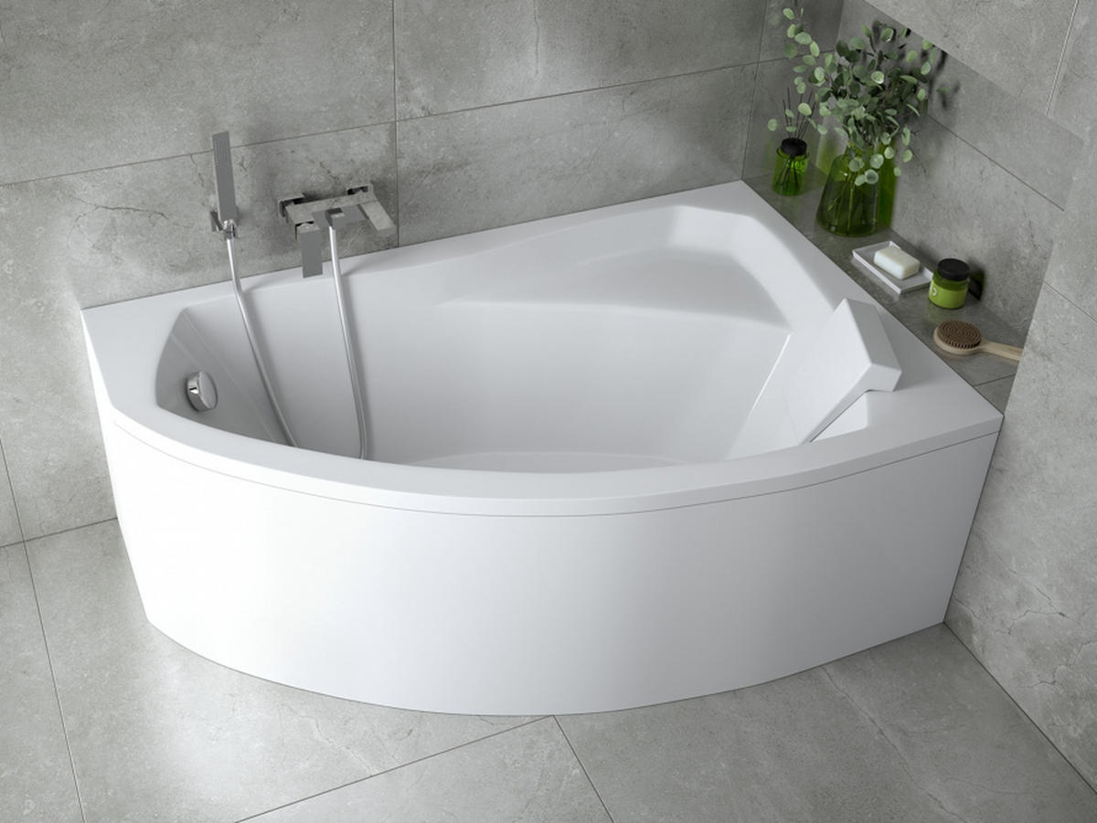 BADEWANNE Eckwanne RIMA 150/95 Rechts mit Styro Ablauf Füße - Weiß, Kunststoff (95/58.5/150cm) - bad land
