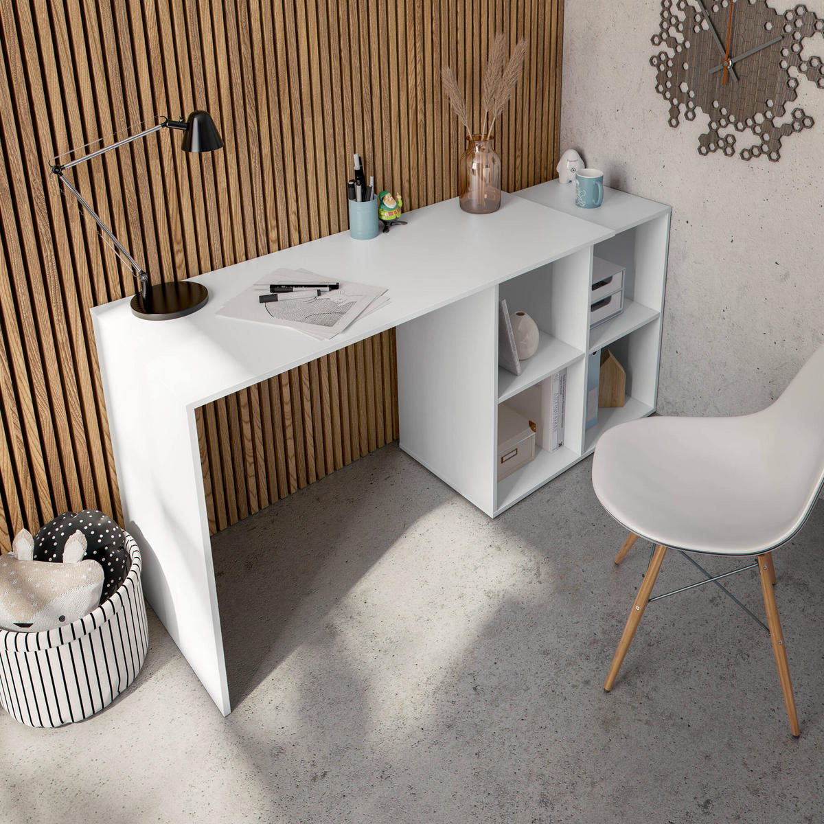 SCHREIBTISCH Weiß 49/152/74 cm - Weiß, Holzwerkstoff (49/152/74cm) - DMORA