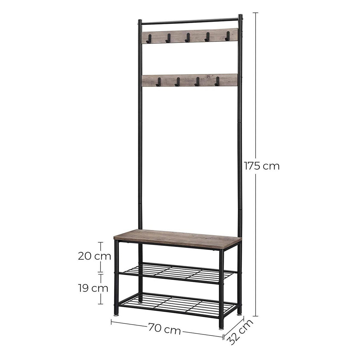 GARDEROBENSTÄNDER KLEIDERSTÄNDER - Schwarz, Holzwerkstoff (32/175/70cm) - Hansiro