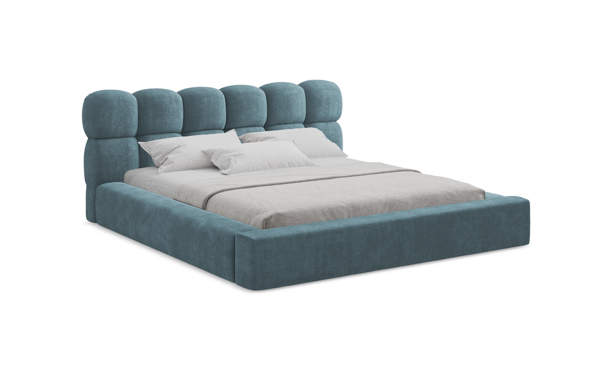 POLSTERBETT mit Bettkasten und Lattenrost 200x240 Blau - Blau/Blaugrau, Kunststoff/Textil (160/200cm) - Makamii