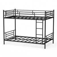 ETAGENBETT 90/190 cm mit Metalltreppe und Geländer, DE-41905, in Schwarz - Schwarz, Metall (90/190cm) - ComfortXL
