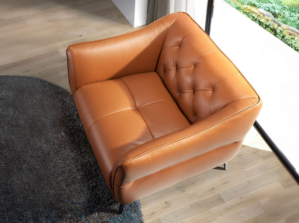 CHESTER Sessel Leder braun Erde Ton - Edelstahlfarben/Dunkelbraun, Leder/Metall (103/77/95cm) - ANGEL CERDA