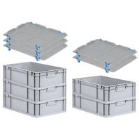 EUROBOX 5x Nextgen Economy Mit Auflagedeckel Grau/Blau Griffe Geschlossen 34 Liter - Blau, Kunststoff (40/17/60cm) - PROREGAL