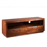 TV-BOARD Sheesham 140x45x50 walnuss lackiert DUKE #122 - Dunkelbraun, Holz (140/50/45cm) - Massivmoebel24