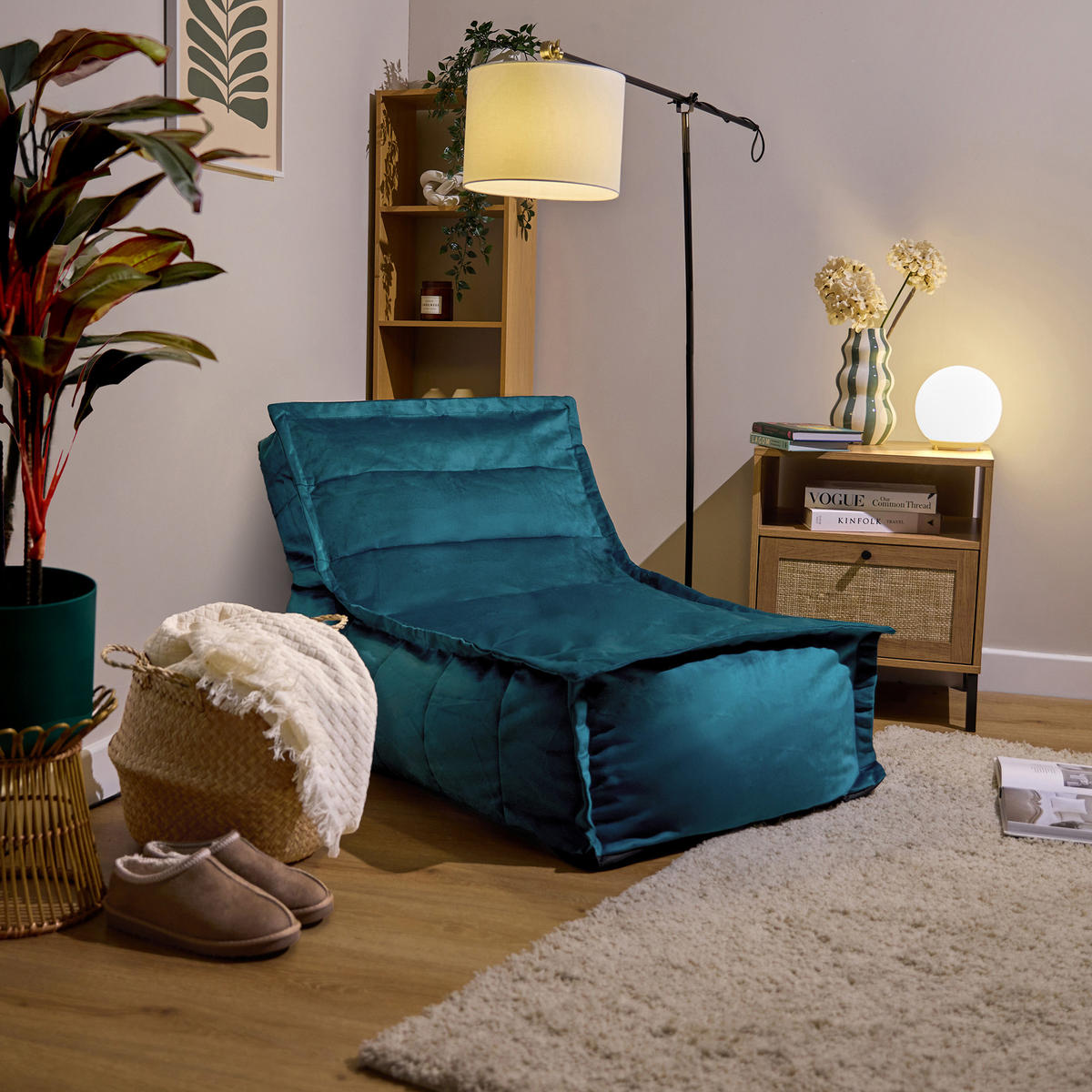 SITZSACK Lounger Skandi, Samt - Grün, Kunststoff (79/68/90cm) - icon