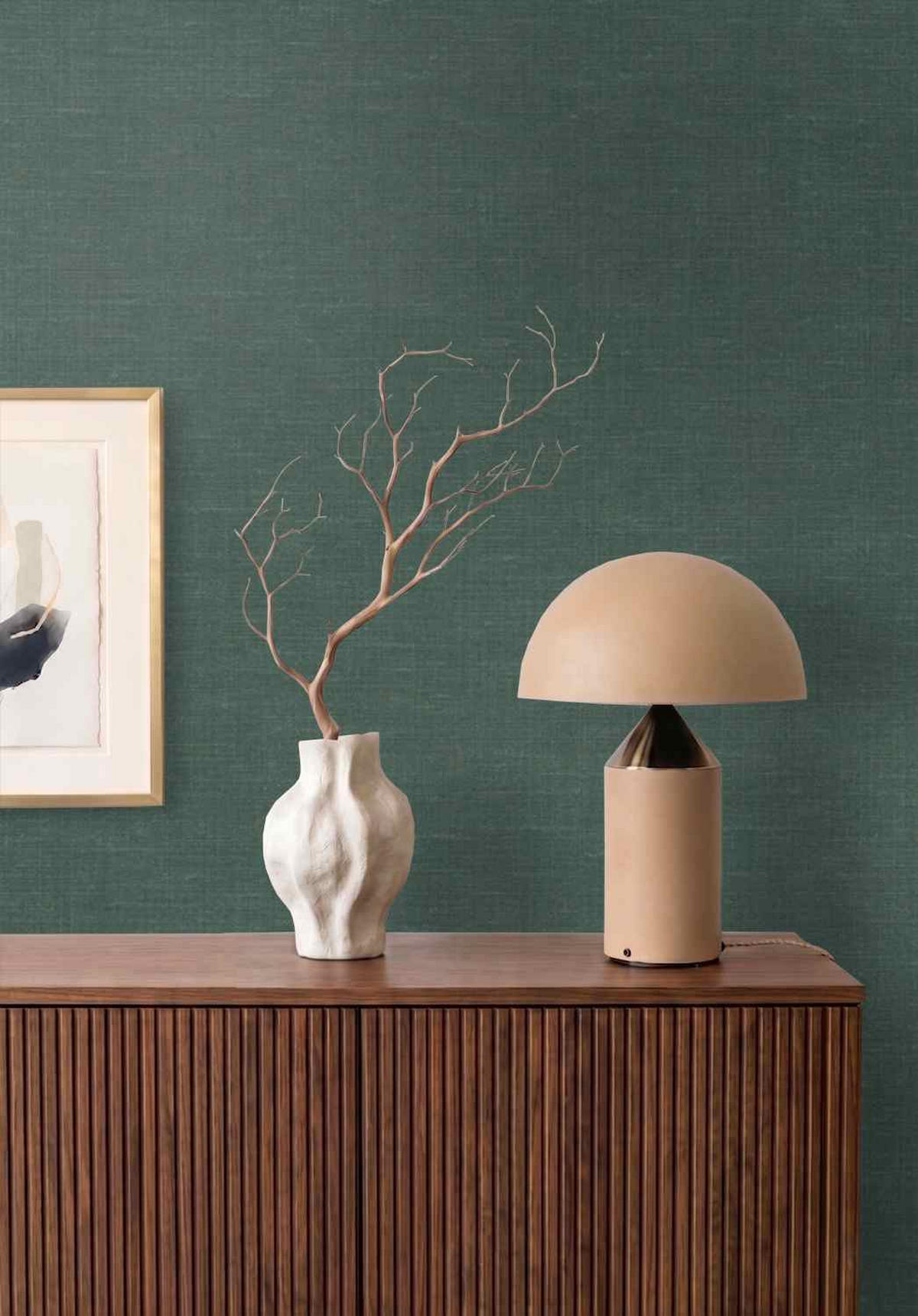 TAPETE Leinen-Optik 53 cm x 10.05 m - Grün, Papier (53/1000cm) - Origin Wallcoverings