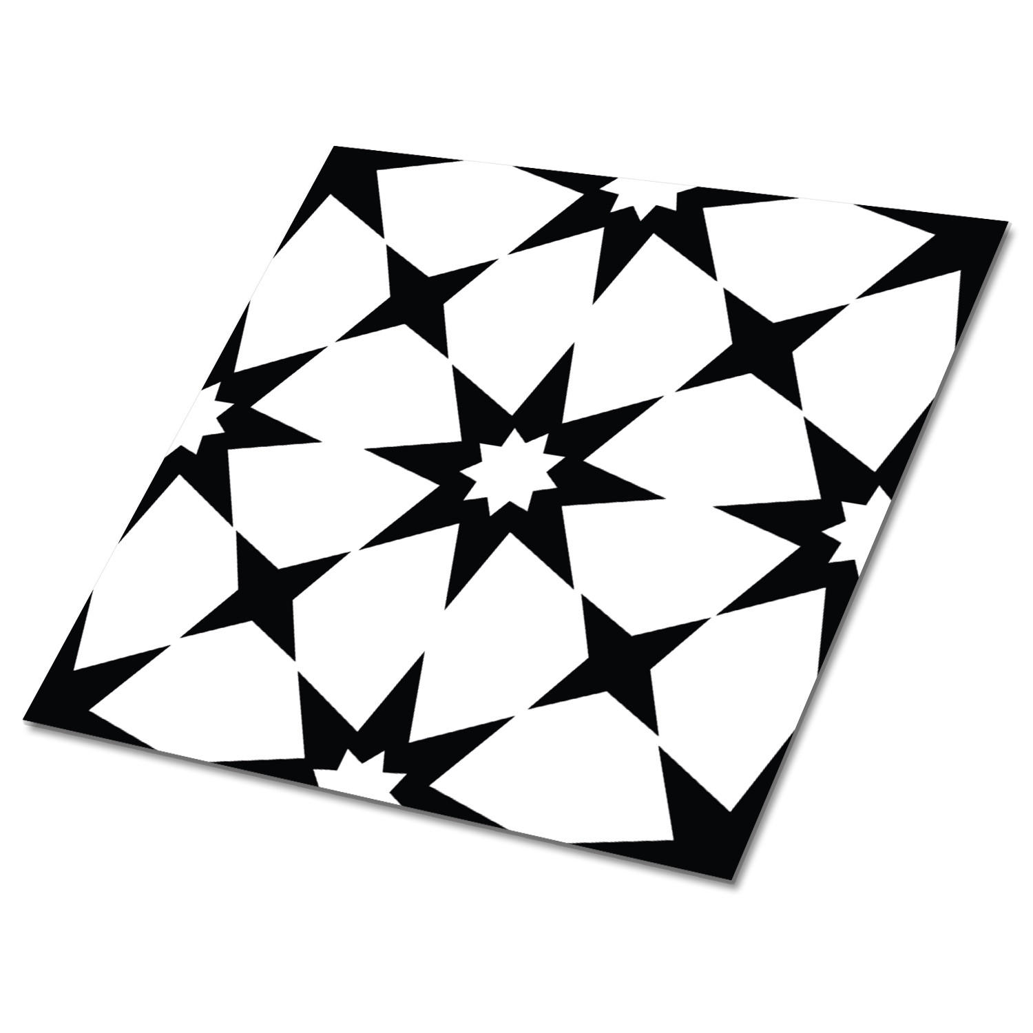 FLIESENAUFKLEBER 9 Stück 30x30 cm selbstklebend Sterne-Geometrie - Schwarz, Textil (30/1.6/30cm) - TULUP