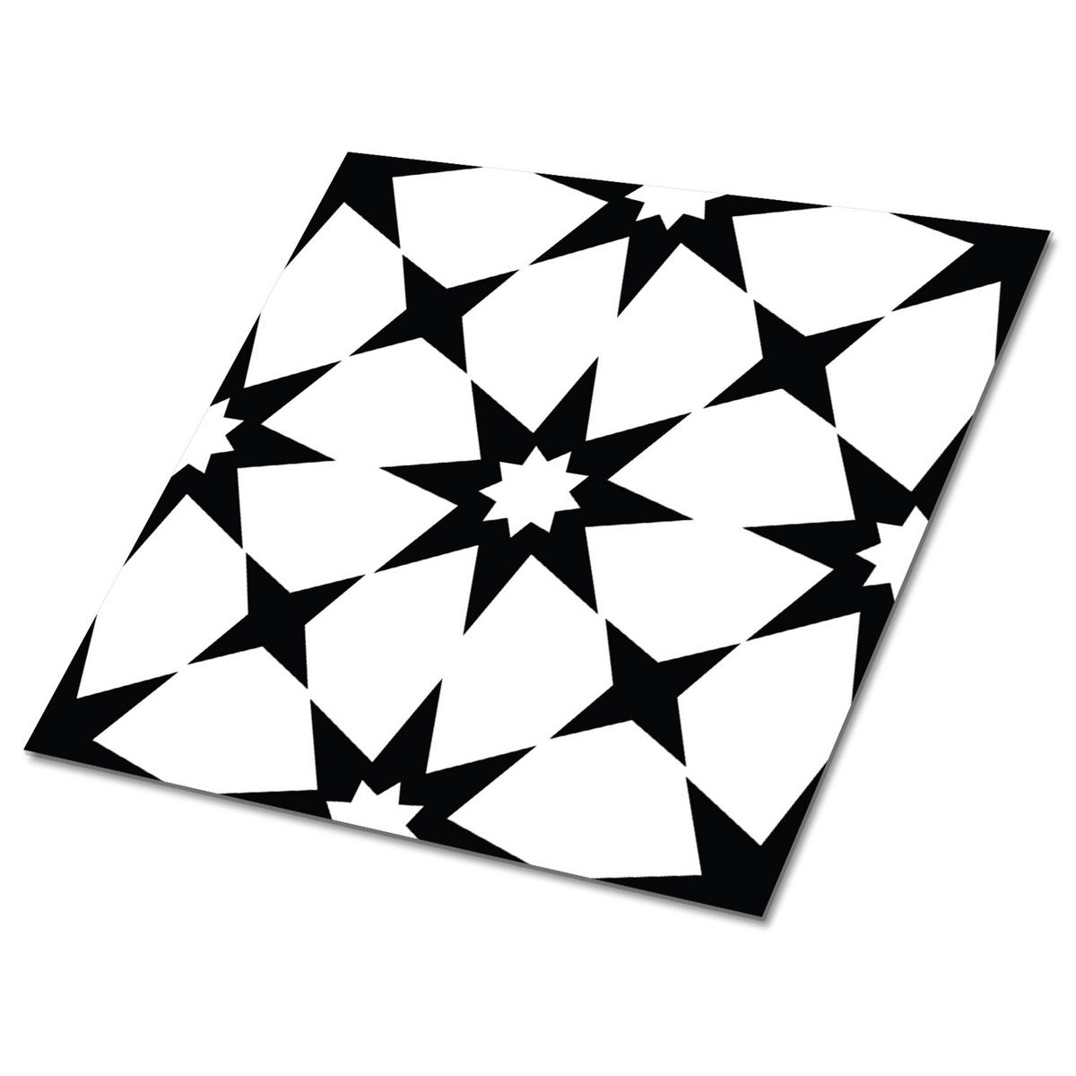 FLIESENAUFKLEBER 9 Stück 30x30 cm selbstklebend Sterne-Geometrie - Schwarz, Textil (30/1.6/30cm) - TULUP