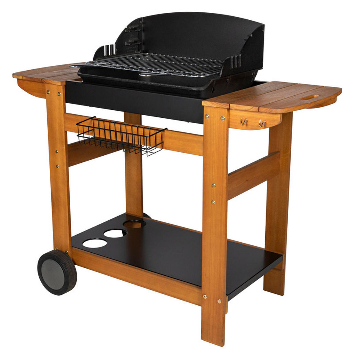 HOLZKOHLEGRILL Schwarz - Schwarz, Metall (57.5/104.5/117cm)